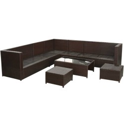 vidaXL Set sofás de jardín 8 piezas y cojines ratán sintético marrón