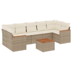 vidaXL Juego de sofás de jardín con cojines beige 8 pzas ratán PE