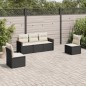 vidaXL Set de muebles de jardín 5 pzas y cojines ratán sintético negro vidaXL Set de muebles de jardín 5 pzas y cojines ratán sintético negro