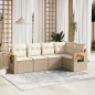 vidaXL Juego de sofás jardín con cojines 5 pzas ratán sintético beige vidaXL Juego de sofás jardín con cojines 5 pzas ratán sintético beige
