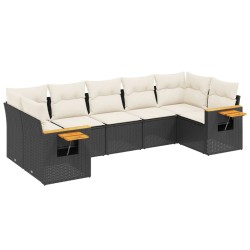 vidaXL Set de comedor de jardín 7 pzas y cojines ratán sintético negro