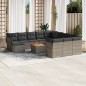 vidaXL Set sofás de jardín con cojines 13 piezas ratán sintético gris