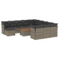 vidaXL Set sofás de jardín con cojines 13 piezas ratán sintético gris