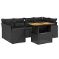 vidaXL Set de comedor de jardín 7 pzas y cojines ratán sintético negro vidaXL Set de comedor de jardín 7 pzas y cojines ratán sintético negro