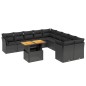 vidaXL Set de sofás de jardín 11 pzas y cojines ratán sintético negro