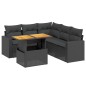 vidaXL Set de sofás de jardín 6 piezas y cojines ratán sintético negro vidaXL Set de sofás de jardín 6 piezas y cojines ratán sintético negro