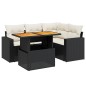vidaXL Set de muebles de jardín 5 pzas y cojines ratán sintético negro vidaXL Set de muebles de jardín 5 pzas y cojines ratán sintético negro