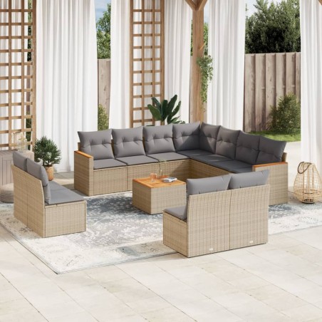 vidaXL Set de sofás de jardín 12 pzas y cojines ratán sintético marrón