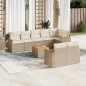 vidaXL Set de sofás de jardín 9 pzas con cojines ratán sintético beige vidaXL Set de sofás de jardín 9 pzas con cojines ratán sintético beige