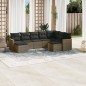 vidaXL Set de muebles de jardín 9 pzas y cojines ratán sintético gris