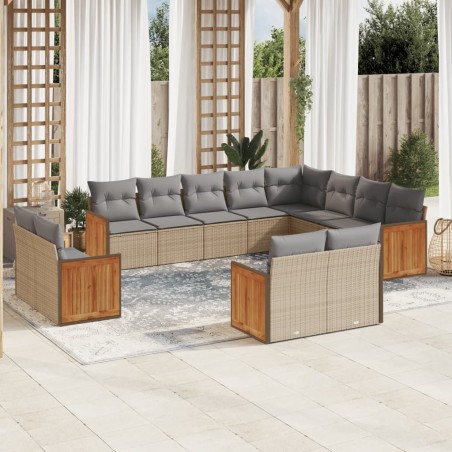 vidaXL Set de sofás de jardín 12 pzas y cojines ratán sintético marrón