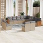 vidaXL Set sofás de jardín con cojines 13 pzas ratán sintético beige vidaXL Set sofás de jardín con cojines 13 pzas ratán sintético beige