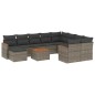 vidaXL Set de sofás de jardín 11 pzas y cojines ratán sintético gris vidaXL Set de sofás de jardín 11 pzas y cojines ratán sintético gris