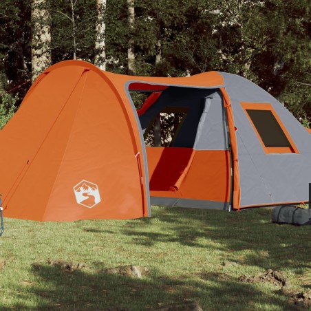 vidaXL Tienda de campaña 6 personas tafetán 185T gris y naranja