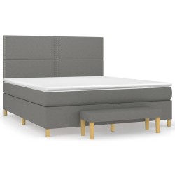 vidaXL Cama box spring con colchón tela gris oscuro 160x200 cm