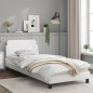 vidaXL Estructura de cama con cabecero cuero sintético blanco 90x200cm vidaXL Estructura de cama con cabecero cuero sintético blanco 90x200cm
