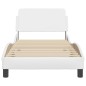vidaXL Estructura de cama con cabecero cuero sintético blanco 90x200cm vidaXL Estructura de cama con cabecero cuero sintético blanco 90x200cm