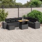 vidaXL Set de sofás de jardín 8 piezas y cojines ratán sintético negro vidaXL Set de sofás de jardín 8 piezas y cojines ratán sintético negro