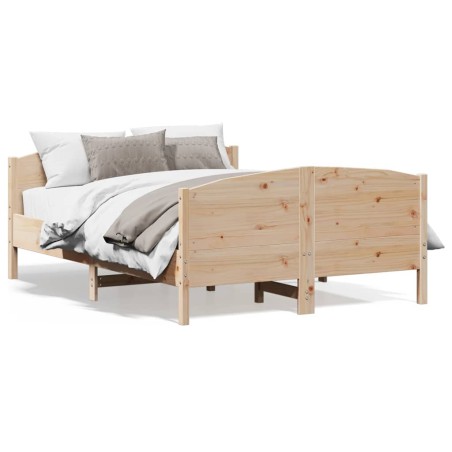 vidaXL Estructura de cama con cabecero madera maciza pino 135x190 cm