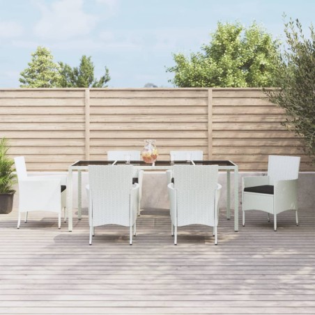 vidaXL Set comedor de jardín 7 pzas con cojines ratán sintético blanco