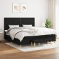 vidaXL Cama box spring con colchón tela negro 200x200 cm