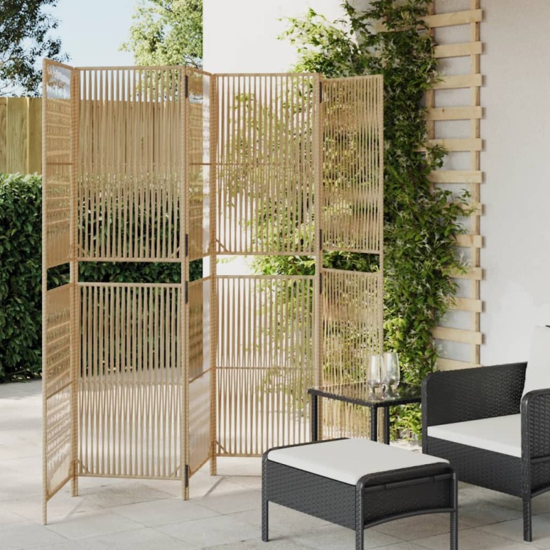 vidaXL Biombo de 6 paneles ratán sintético beige vidaXL Biombo de 6 paneles ratán sintético beige
