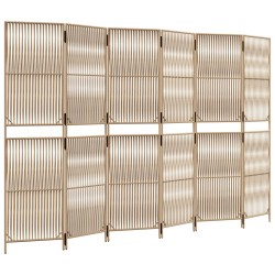 vidaXL Biombo de 6 paneles ratán sintético beige