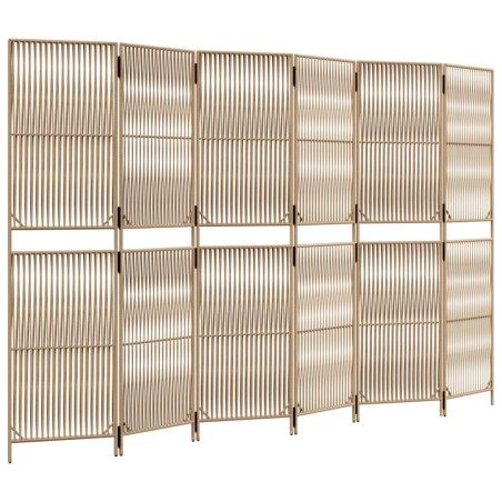 vidaXL Biombo de 6 paneles ratán sintético beige