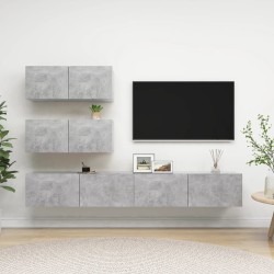 vidaXL Set muebles de salón TV 4 pzas madera ingeniería gris hormigón