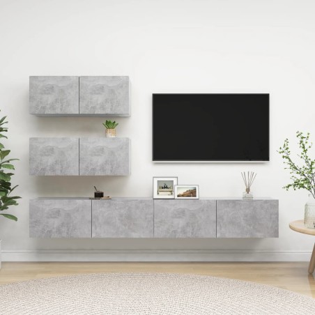 vidaXL Set muebles de salón TV 4 pzas madera ingeniería gris hormigón