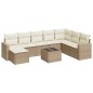 vidaXL Set de sofás de jardín 9 pzas con cojines ratán sintético beige vidaXL Set de sofás de jardín 9 pzas con cojines ratán sintético beige