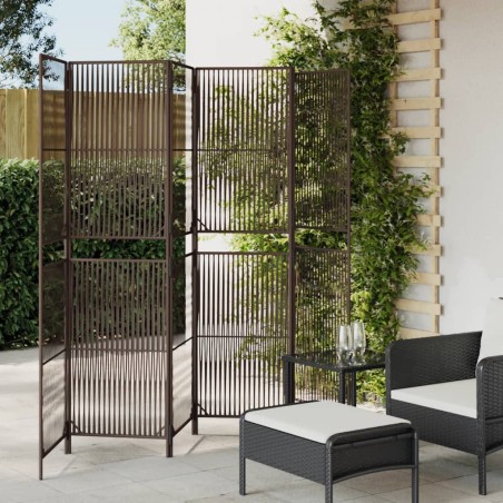 vidaXL Biombo de 6 paneles ratán sintético marrón