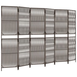 vidaXL Biombo de 6 paneles ratán sintético marrón