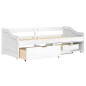 vidaXL Sofá cama con 3 cajones madera maciza pino blanca IRUN 90x200cm vidaXL Sofá cama con 3 cajones madera maciza pino blanca IRUN 90x200cm