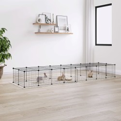 vidaXL Jaula para mascotas de 36 paneles puerta acero negro 35x35 cm