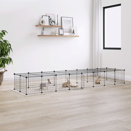 vidaXL Jaula para mascotas de 36 paneles puerta acero negro 35x35 cm