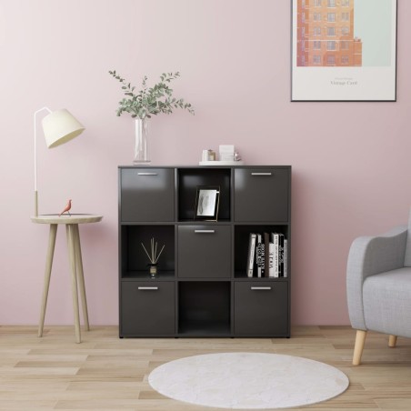 vidaXL Estantería librería madera contrachapada gris 90x30x90 cm