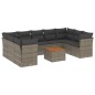 vidaXL Set de sofás de jardín 10 pzas con cojines ratán sintético gris vidaXL Set de sofás de jardín 10 pzas con cojines ratán sintético gris