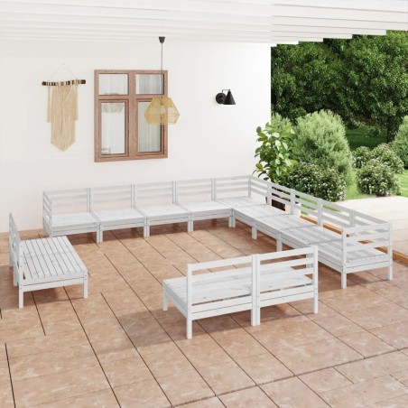vidaXL Juego de muebles de jardín 13 piezas madera maciza pino blanco