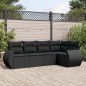 vidaXL Set de muebles de jardín 5 pzas y cojines ratán sintético negro vidaXL Set de muebles de jardín 5 pzas y cojines ratán sintético negro