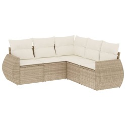 vidaXL Juego de sofás jardín con cojines 5 pzas ratán sintético beige