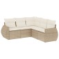 vidaXL Juego de sofás jardín con cojines 5 pzas ratán sintético beige vidaXL Juego de sofás jardín con cojines 5 pzas ratán sintético beige