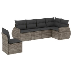 vidaXL Set de muebles de jardín 6 pzas y cojines ratán sintético gris