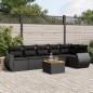 vidaXL Set de comedor de jardín 7 pzas y cojines ratán sintético negro