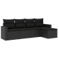 vidaXL Set de muebles de jardín 5 pzas y cojines ratán sintético negro vidaXL Set de muebles de jardín 5 pzas y cojines ratán sintético negro