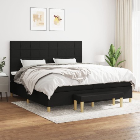 vidaXL Cama box spring con colchón tela negro 200x200 cm