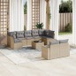 vidaXL Juego de sofás jardín con cojines beige 10 pzas ratán sintético