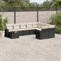 vidaXL Set de sofás de jardín 10 pzas cojines ratán sintético negro vidaXL Set de sofás de jardín 10 pzas cojines ratán sintético negro