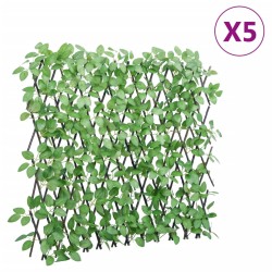 vidaXL Enrejado expansible hiedra artificial verde 5 uds 180x65 cm