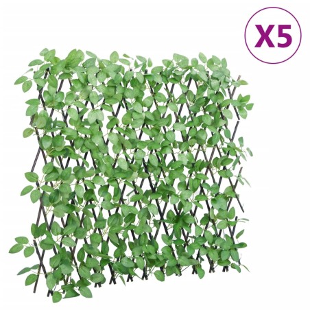 vidaXL Enrejado expansible hiedra artificial verde 5 uds 180x65 cm